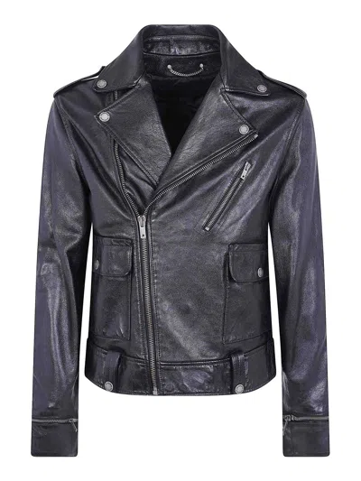 Golden Goose Golden M`s Jacket Chiodo Nappa Waxed In Black