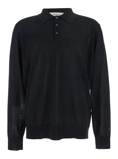Golden Goose Golden Ms Knit Polo Virgin Wool In Black