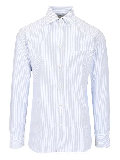 Golden Goose Golden Ms Shirt Regular Striped Cotton Oxford In White