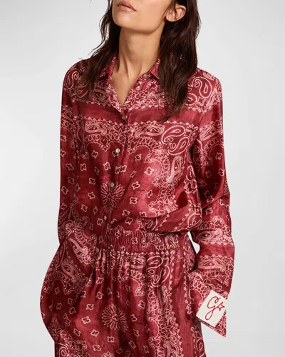 Golden Goose Golden Paisley-print Pajama Shirt In Spiced Appleoff Whi