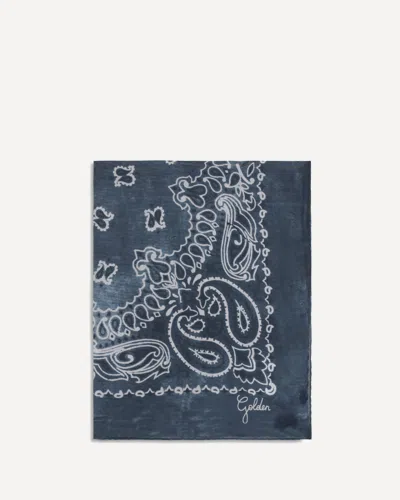 Golden Goose Abstract Print Silk Bandana With A Paisley Motif In Blue