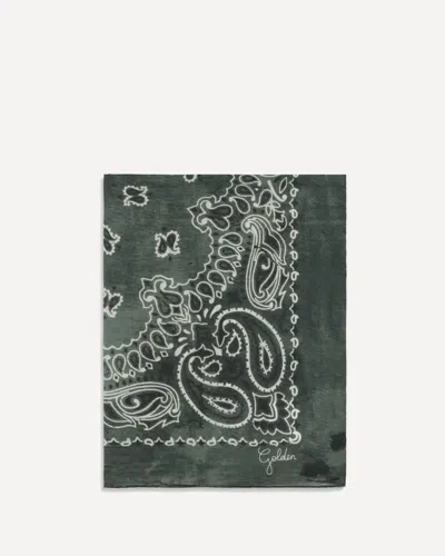 Golden Goose Golden Paisley Printed Silk Scarf In Verde