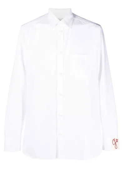 Golden Goose Deluxe Brand Classic White Shirt With Button-down Front And Embroidered Cuffs