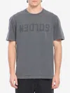Golden Goose T-shirt In White Cotton With Iconic Logo Star In Gray