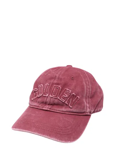 Golden Goose Golden Vintage-effect Cotton Cap With Applied Front Lettering In Red