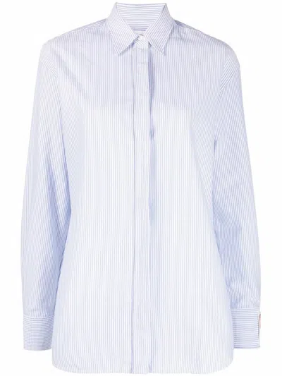 Golden Goose Golden W's Boyfriend Shirt Striped Oxford Cotton In Blue