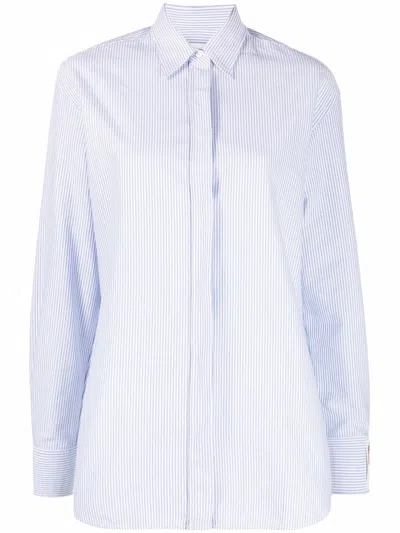 Golden Goose Golden W's Boyfriend Shirt Striped Oxford Cotton In White