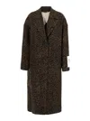 Golden Goose Cocoon Coat In Faded Leopard Jacquard Wool In Brown