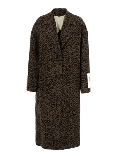 GOLDEN GOOSE GOLDEN W'S COCOON COAT FADED LEOPARD JACQUARD WOOL