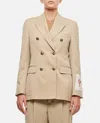 Golden Goose Womens Double-breasted Blazer In Sand With Gold Heraldic Buttons In Beige