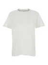 Golden Goose White Crewneck T-shirt With Rhinestone Embellishments On The Collar And Logo Detail On The Rear In C In White