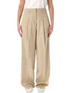 Golden Goose Sand Wool Gabardine High-waist Pants In Brown