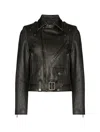 GOLDEN GOOSE GOLDEN W`S CHIODO JACKET DISTRESSED BULL LEATHER