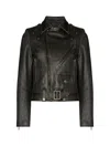Golden Goose Leather Biker Jacket Clothing In Black