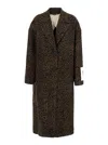 Golden Goose Cocoon Coat In Faded Leopard Jacquard Wool In Brown