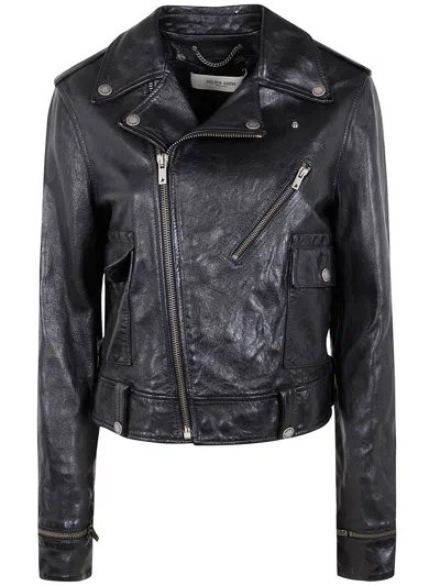 Golden Goose Nevada Biker Jacket Nappa Waxed In Black