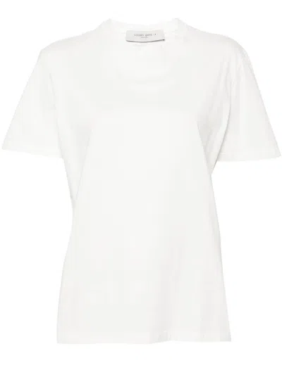 Golden Goose Star Logo Print T-shirt In Cotton In White