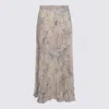 Golden Goose Floral Pleated Midi Skirt Sequins In Pink