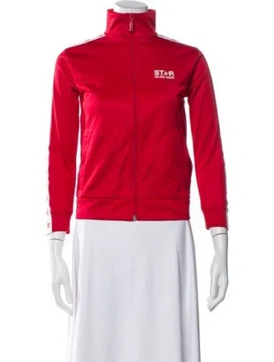 Pre-owned Golden Goose Graphic Print Biker Jacket In Red