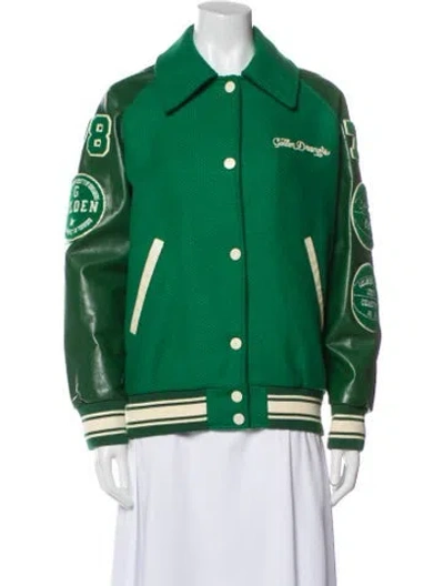 Pre-owned Golden Goose Graphic Print Bomber Jacket W/ Tags In Green