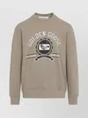 Golden Goose College Print Crewneck Cotton Sweatshirt In Neutral