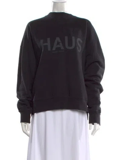 Pre-owned Golden Goose Graphic Print Crew Neck Sweatshirt In Black