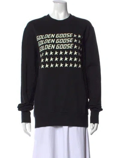 Pre-owned Golden Goose Graphic Print Crew Neck Sweatshirt In Black