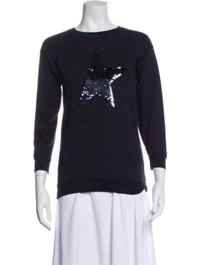 Pre-owned Golden Goose Graphic Print Crew Neck Sweatshirt In Blue