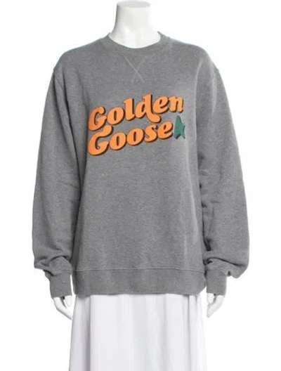 Pre-owned Golden Goose Graphic Print Crew Neck Sweatshirt In Grey