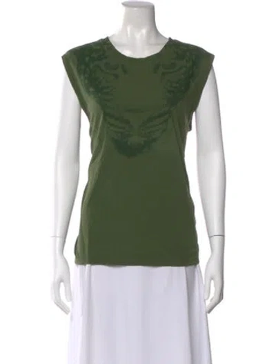 Pre-owned Golden Goose Graphic Print Crew Neck T-shirt In Green