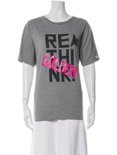 Pre-owned Golden Goose Graphic Print Crew Neck T-shirt In Grey