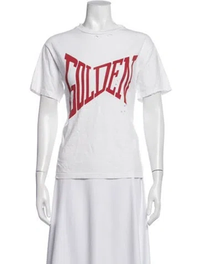 Pre-owned Golden Goose Graphic Print Crew Neck T-shirt In White