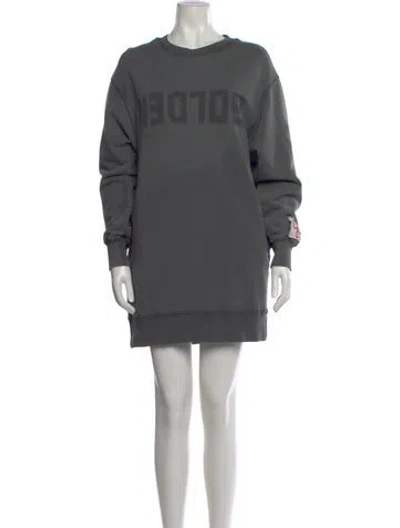 Pre-owned Golden Goose Graphic Print Mini Dress In Gray