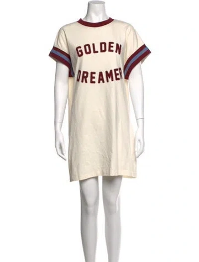 Pre-owned Golden Goose Graphic Print Mini Dress In Neutral