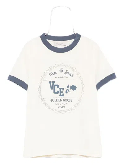 Golden Goose Kids' Graphic-print Ringer T-shirt In White