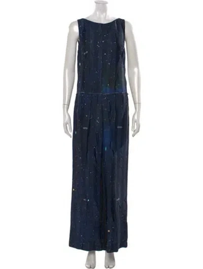 Pre-owned Golden Goose Graphic Print Scoop Neck Jumpsuit In Blue