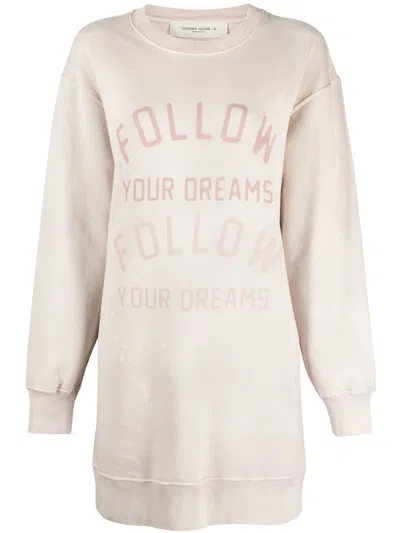 Golden Goose Graphic-print Sweatshirt Dress In Pink