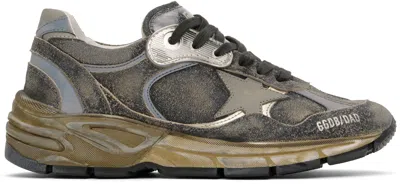 Golden Goose Gray & Khaki Dad-star Sneakers In 82841 Black/silver/k