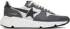 Golden Goose Men Running Sole Leather Sneakers In Silver/ebony/black