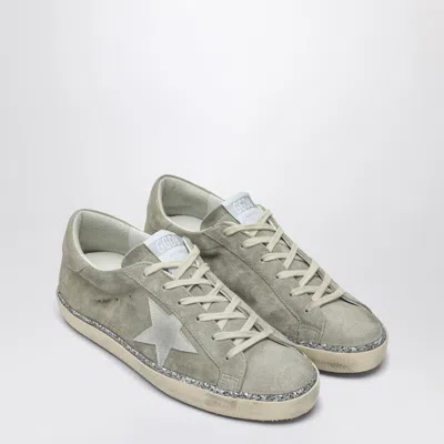 GOLDEN GOOSE GRAY SUEDE SNEAKER SUPER-STAR WITH GLITTER