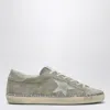 Golden Goose Gray Suede Sneaker Super-star With Glitter In Grey
