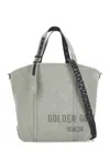 Golden Goose Green Canvas Hand Bag With Printed Logo In Grey