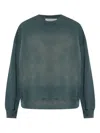 Golden Goose Crew Neck Sweatshirt With A Distressed Effect In Green