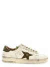 Golden Goose Stardan White Leather Sneakers With Green Star And Heel In Green