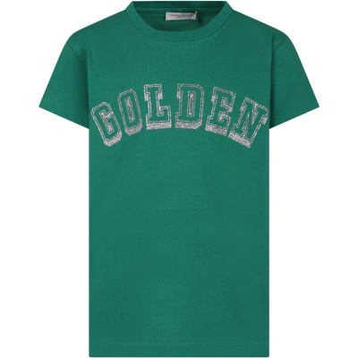 Golden Goose Green T-shirt For Kids With Logo