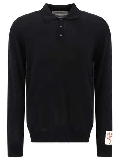 Golden Goose "gregory" Wool Polo Shirt In Black