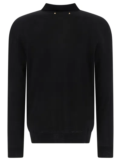 Golden Goose "gregory" Wool Polo Shirt In Black
