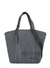 Golden Goose Grey Canvas Hand Bag With Printed Logo In Grey
