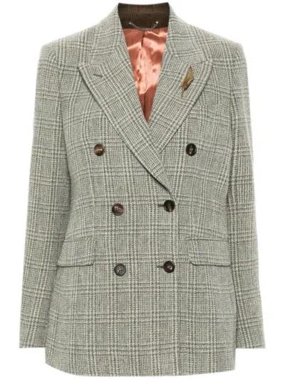 Golden Goose Grey Checked Double-breasted Blazer
