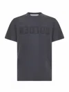 Golden Goose Grey Washed-out T-shirt With Logo Men In Gray